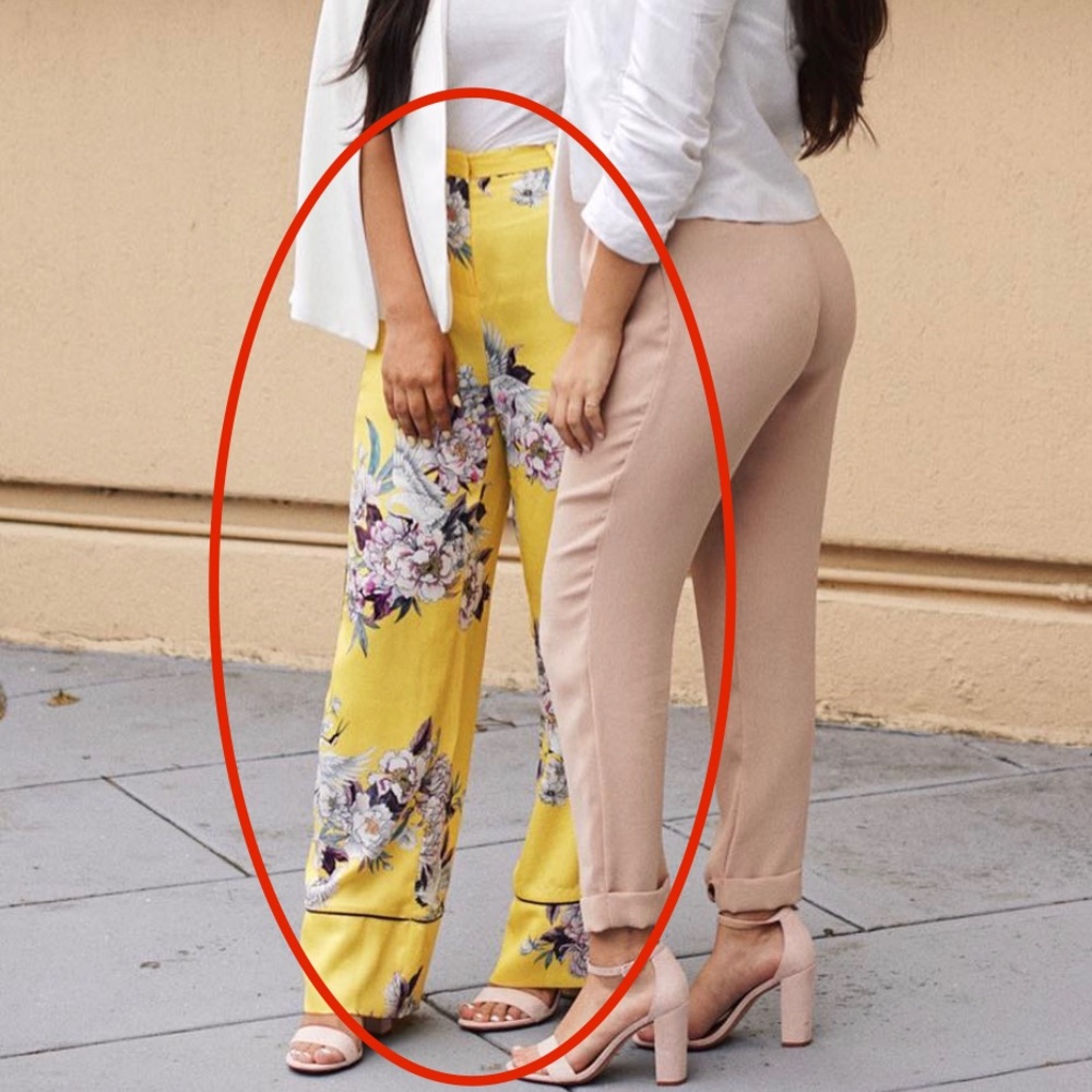 TopShop Silk Yellow Embroidered Pants